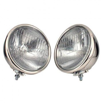 Headlight pair, 2 bulb stainless| 28-29